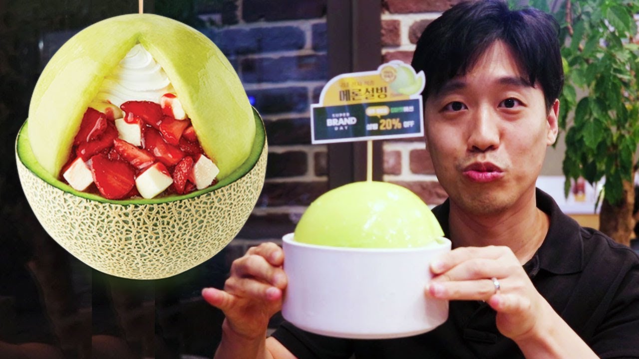 Our Favorite Korean Dessert Melon Bingsu - Shaved Ice Sulbing