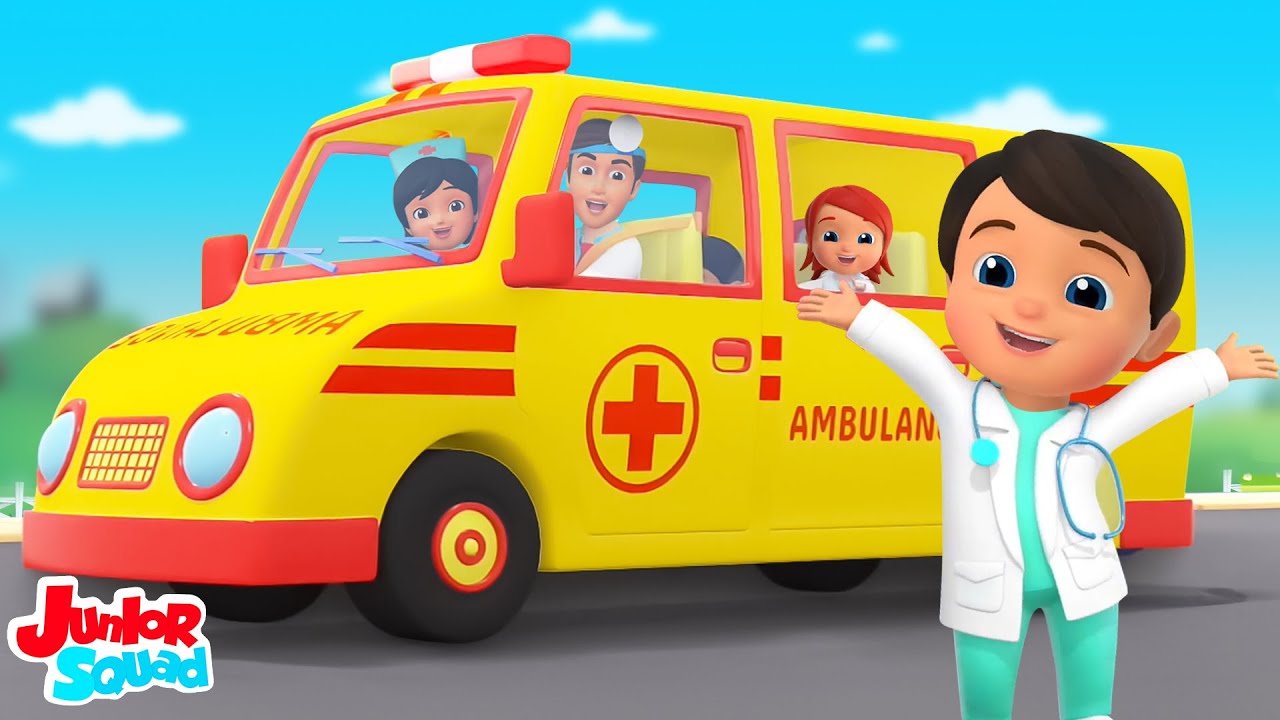 Rodas Na Ambulância Transporte De Emergência + 3D Rimas Para Crianças