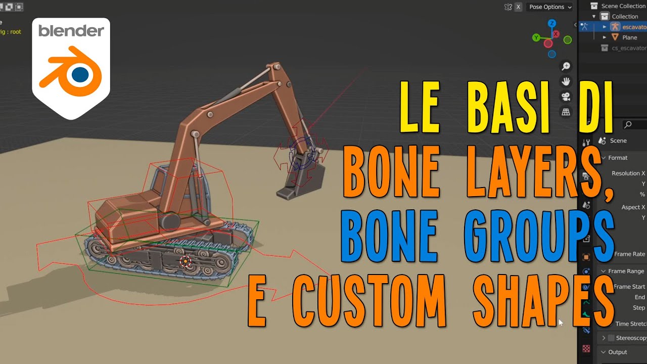 Basi di bone layers, groups e custom shapes: migliorare un rig in Blender