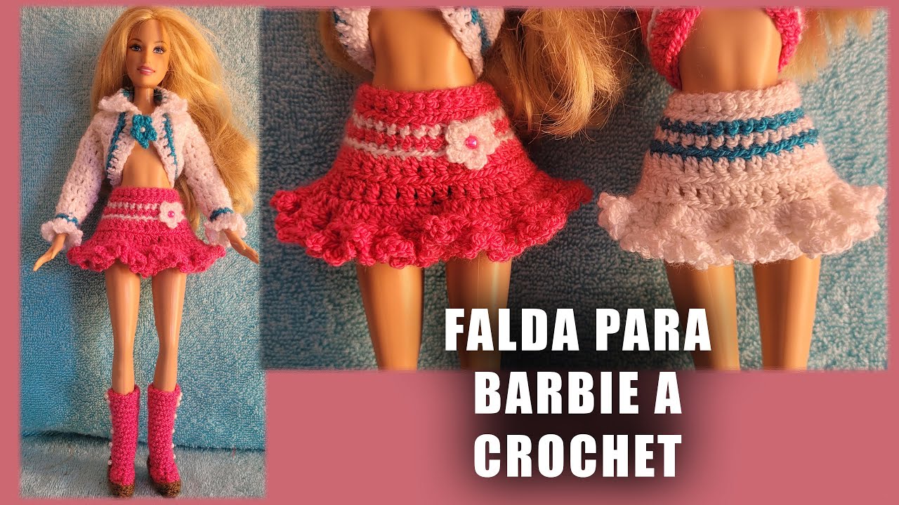 FALDA CON VOLADO PARA MUÑECA BARBIE TEJIDO A CROCHET || PASO A PASO