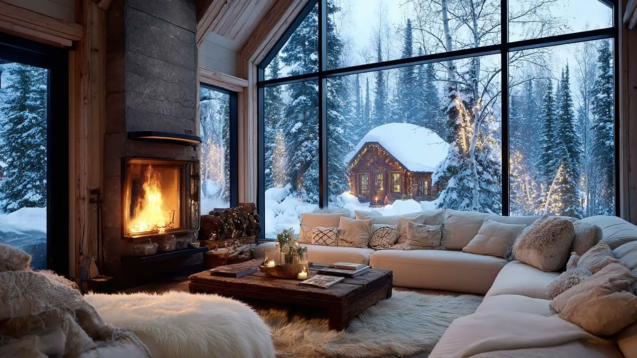 Relaxing Piano & Crackling Fireplace Ambience 2026 ❄️ 3 Hour Cozy March Vibes – Deep Relaxation