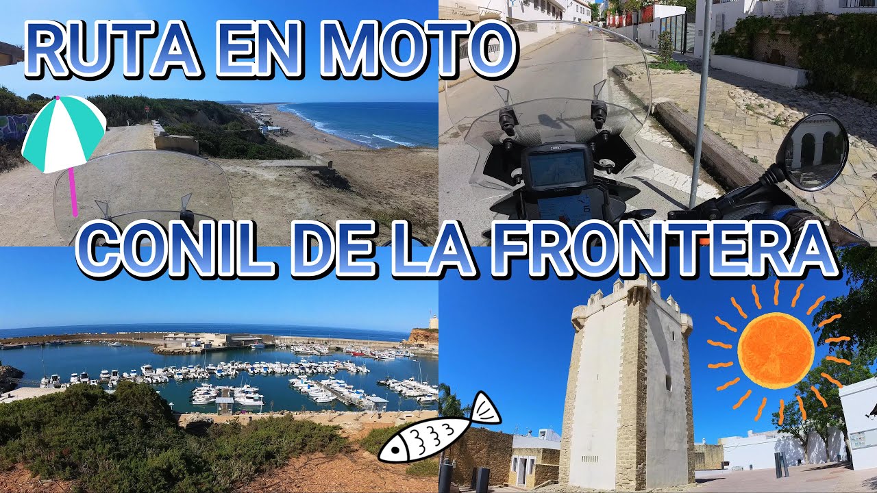 Ruta en moto por el pueblo de Conil de la Frontera, sus playas, sus calles y su historia, en 4k