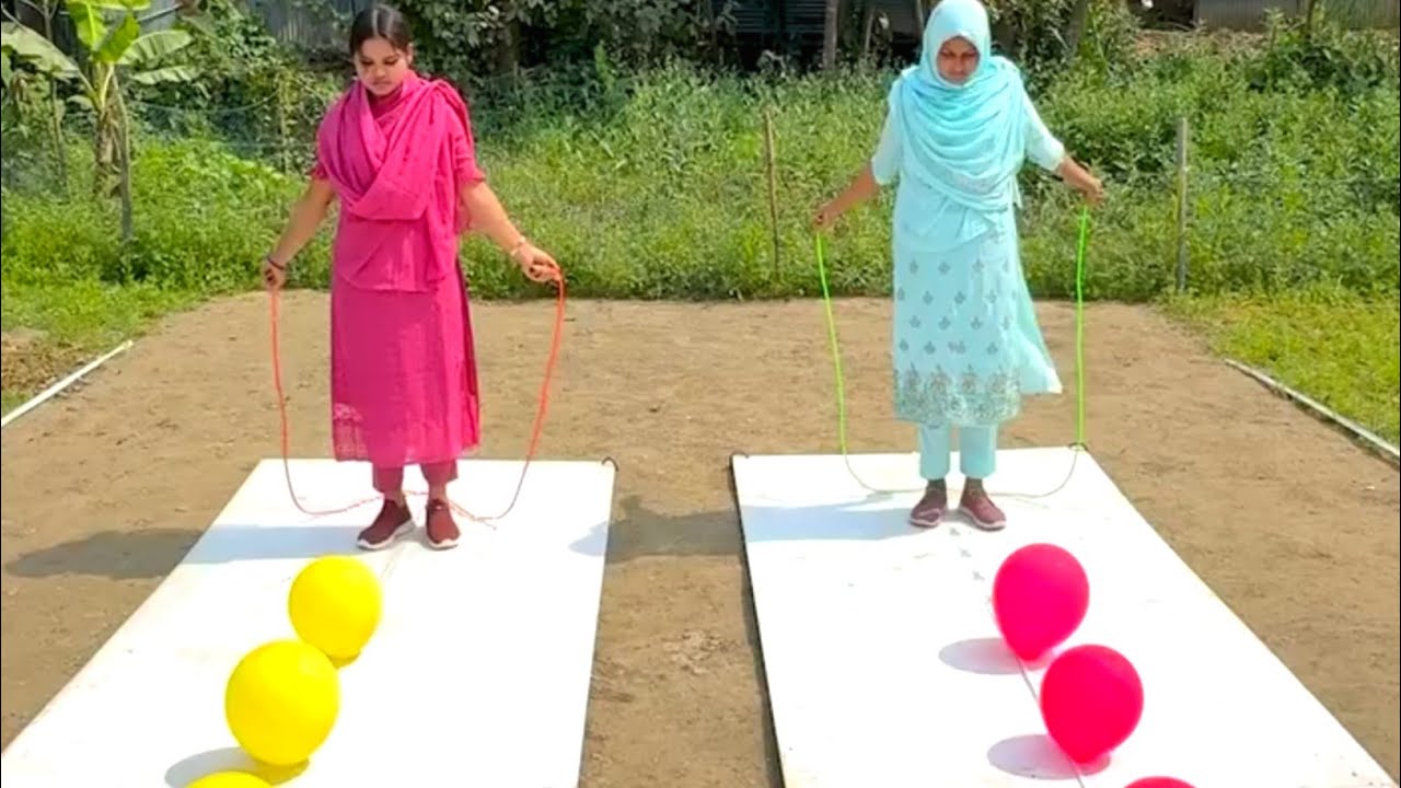 Have a chance to be a winner in the funny balloon bursting game | SS food challenge tanjila village 