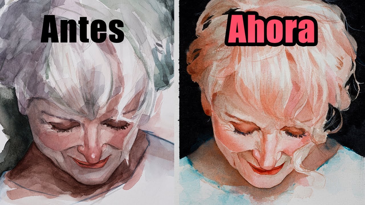 Pinté el MISMO RETRATO en acuarela 3 AÑOS DESPUÉS  (y entendí lo que de verdad te hace mejorar)