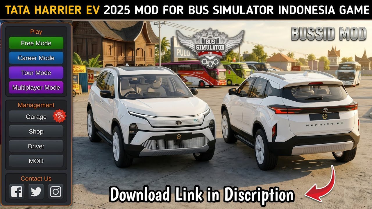 How To Download TATA Harrier Car Mod For Bus Simulator Indonesia | Free Download | BUSSID 
