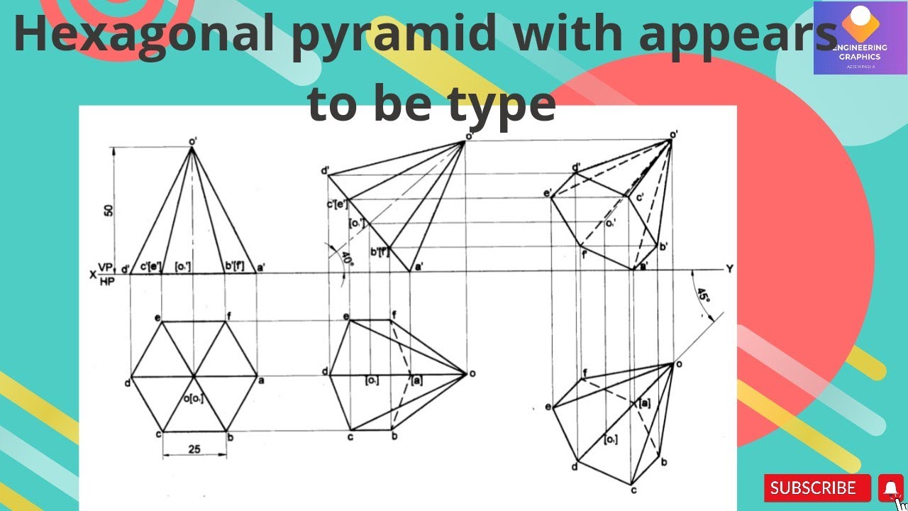 Hexagonal pyramid with Appears to be type problem in Projection of Solids in sketch