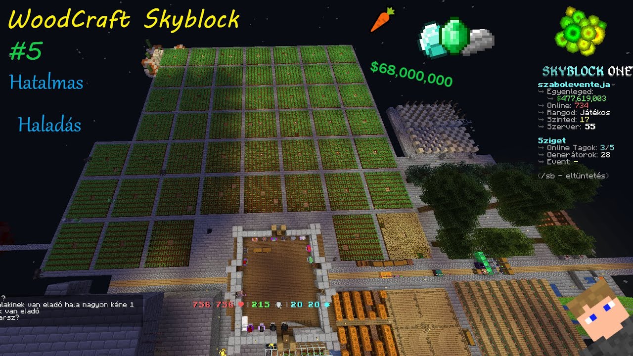 WoodCraft Skyblock 5. rész | Hatalmas haladás 💰 (automata répa farm,XP farm, érc generátor, dungeon)
