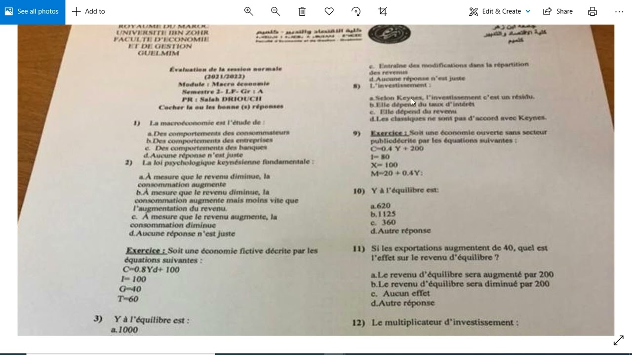 Correction examen Macro GA Guelmim 2022 S2