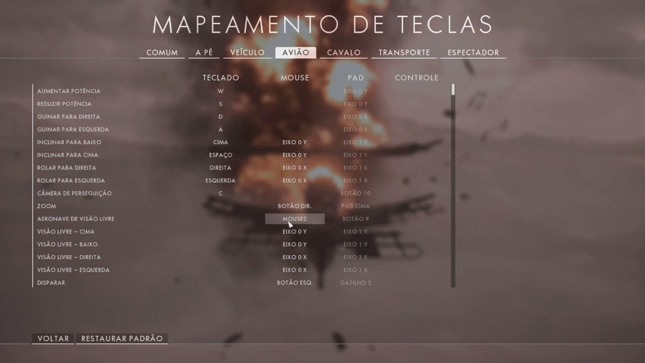 [Tutorial] BF1 -  Configuração e Controle do Avião