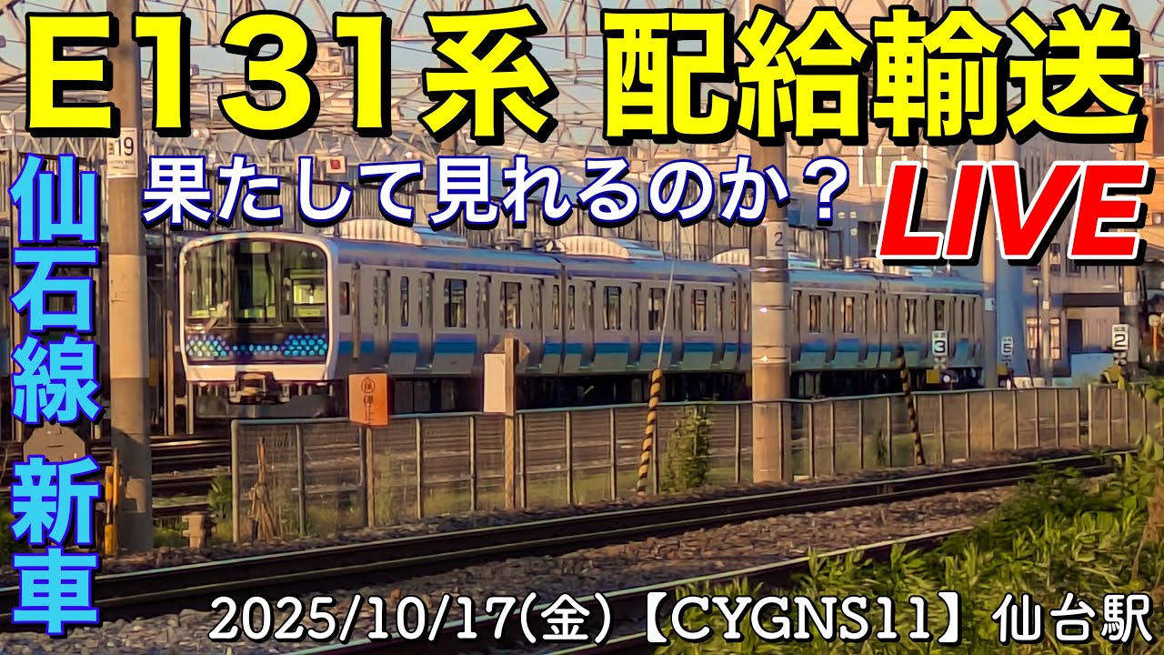 〔LIVE〕仙石線 新車「E131系 配給輸送」仙台駅(19:49入線〜19:54出発)／東北本線 乗車【CYGNS11】2025/10/17