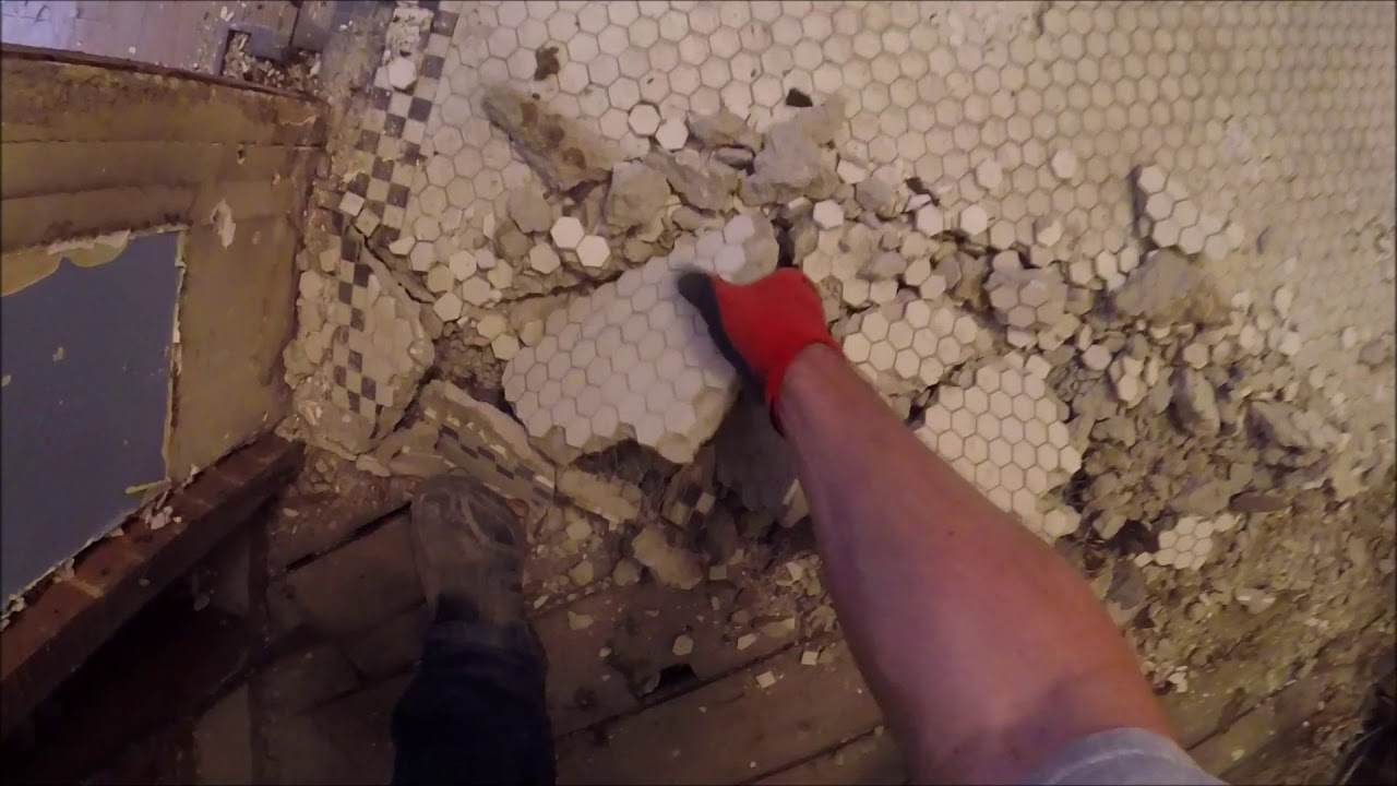 Demolition 1930's Ceramic Tiles on Wood & Street Scrapping