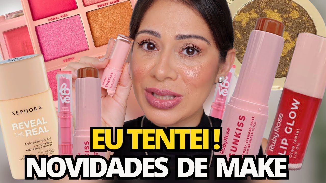 TESTANDO MAKES RUBY ROSE | Contorno Stick , Paleta de blush e BASE Reveal SEPHORA e Mais
