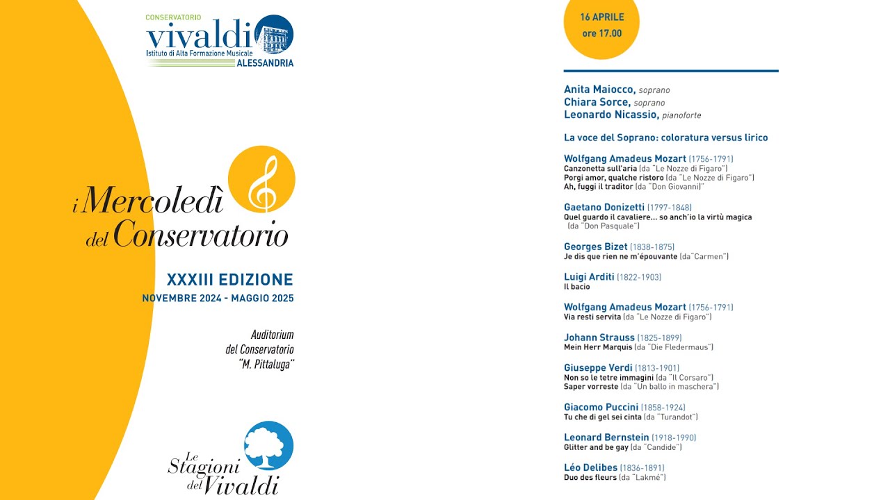 I MERCOLEDI’ DEL CONSERVATORIO XXXIII - La voce del Soprano: coloratura versus lirico