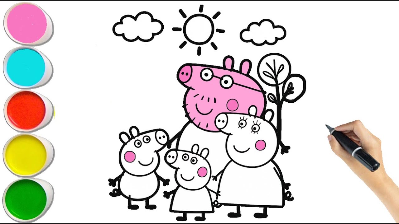 Рисунок Свинки Пеппы и её семьи шаг за шагом 🐷 🎨 || Простой рисунок для детей