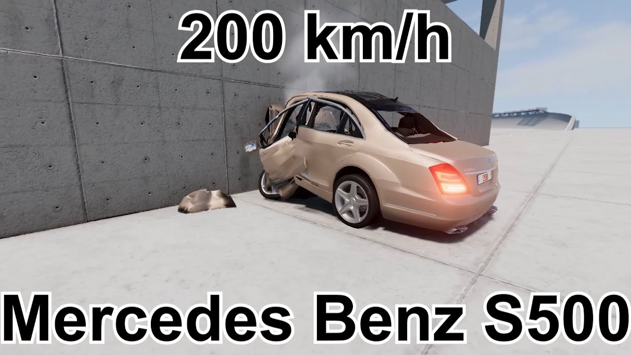 Mercedes-Benz S500 vs Wall | BeamNG.drive Ultra-Realistic Crash Simulation
