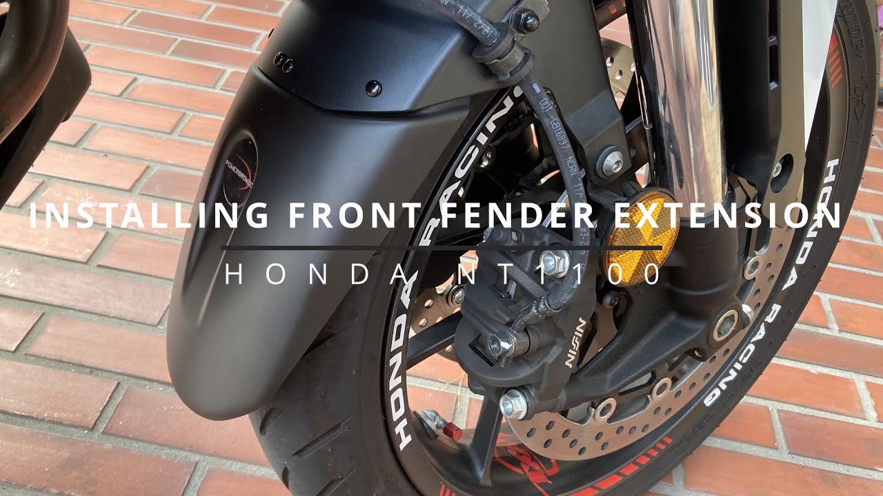 Installing front fender extension for Honda NT1100.Made by Power Bronze.フロントフェンダー延長