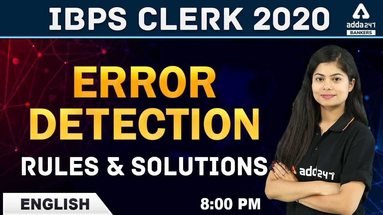 Error Detection | Rules and Solutions | English for IBPS Clerk Preparation 2020 | Adda247