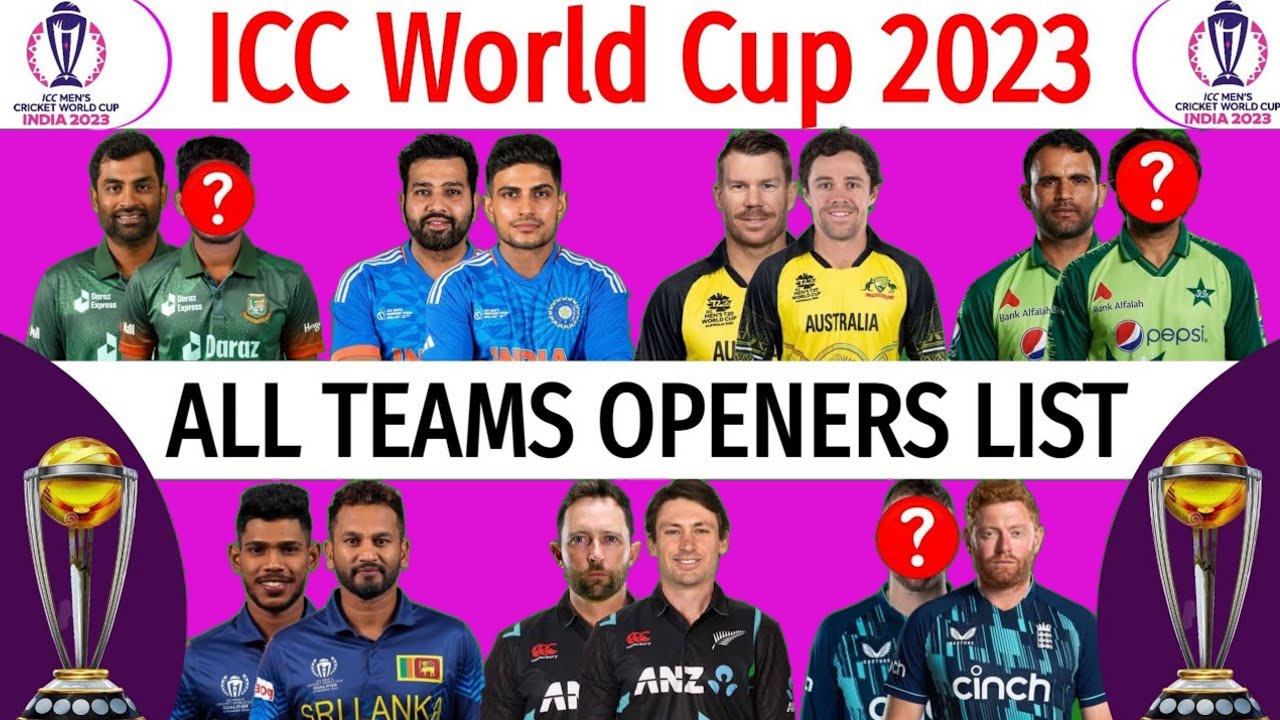 ICC World Cup 2023 | All Teams Openers List | All Teams Opening Pair In World Cup 2023