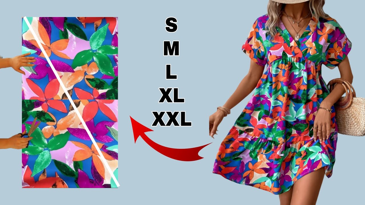 🔥 STYLISH and Comfortable Dress Pattern Cutting and Sewing! Sizes S, M, L, XL, and XXL