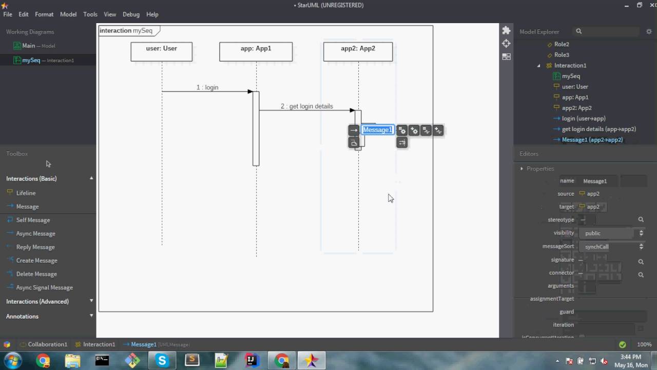 How to draw Sequence Diagaram using StarUML