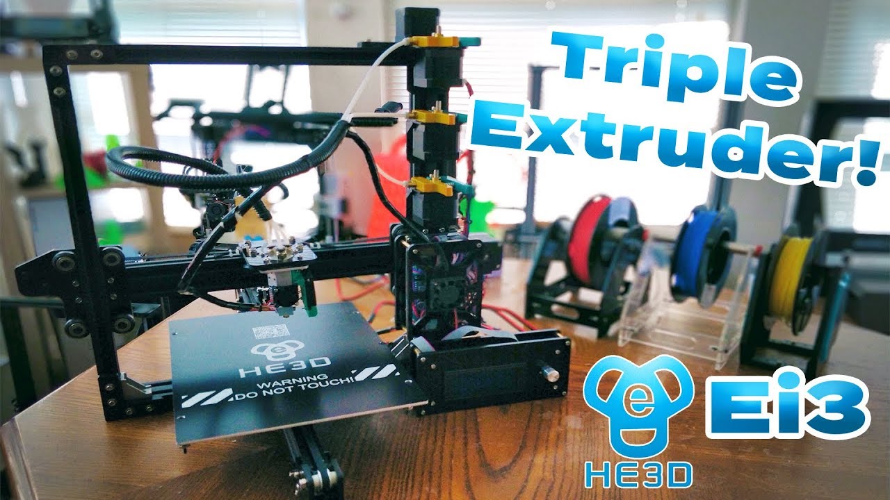HE3D Ei3 Full Metal TRIPLE Extruder 3D-Printer Review w/Cura Settings