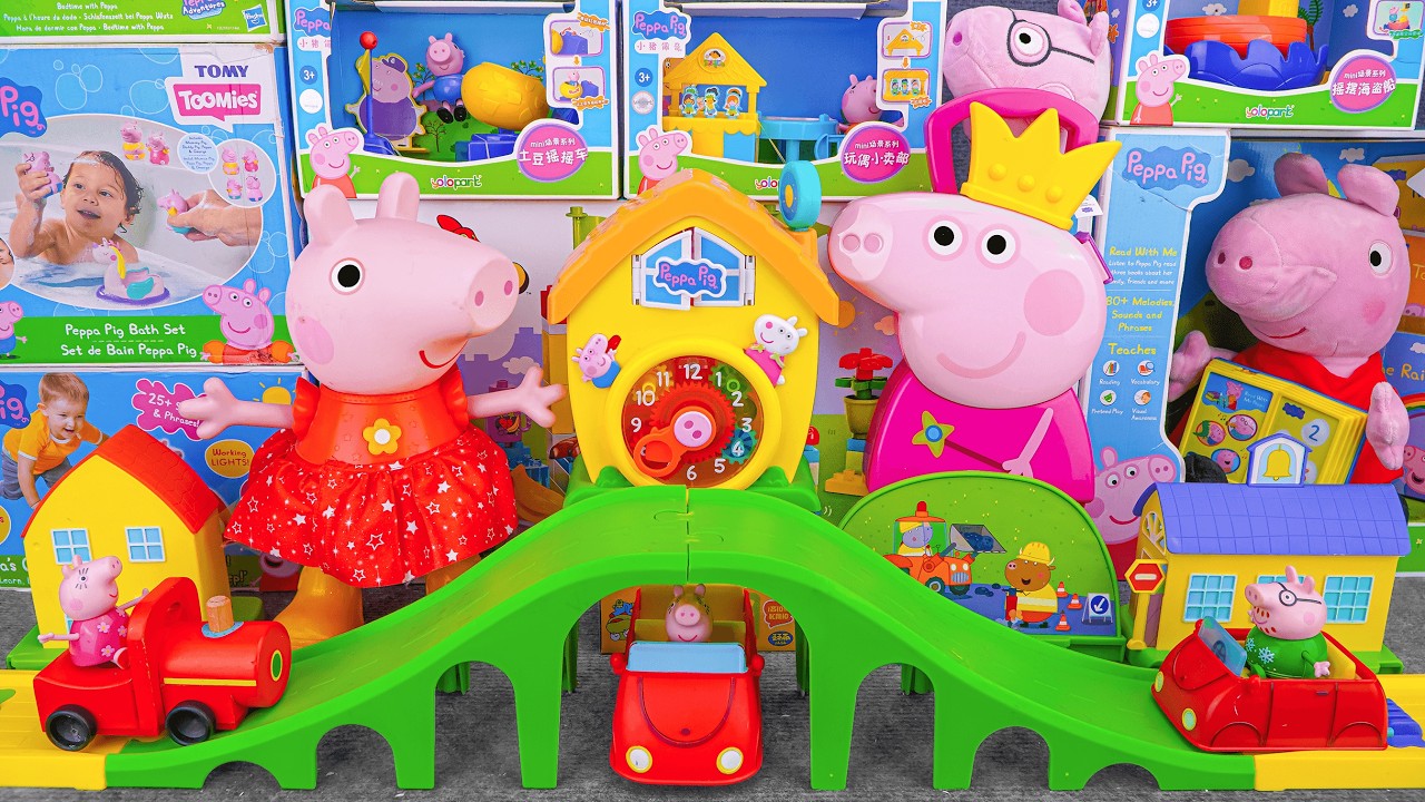 93 Minutes Satisfying with Unboxing Cute Peppa Pig All Around Peppa’s Town Playset | Review Toys