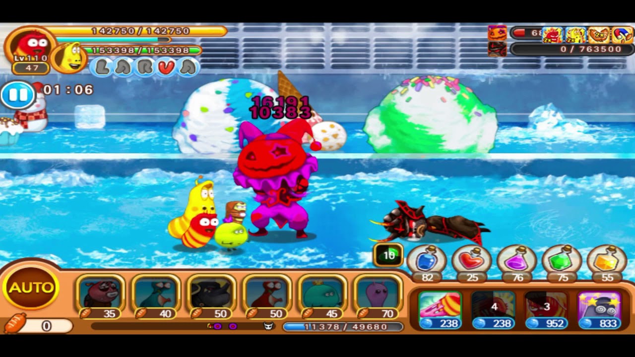 Larva Heroes Red All 3 Tier Boss Challenge (Gameplay)
