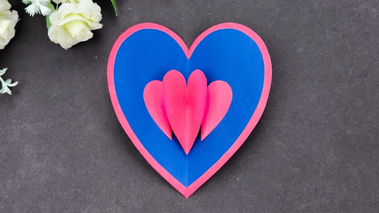 DIY 3D Heart Pop-Up Card ❤️ Handmade Valentine Greeting ❤️ Easy Paper Craft Gift Tutorial Idea