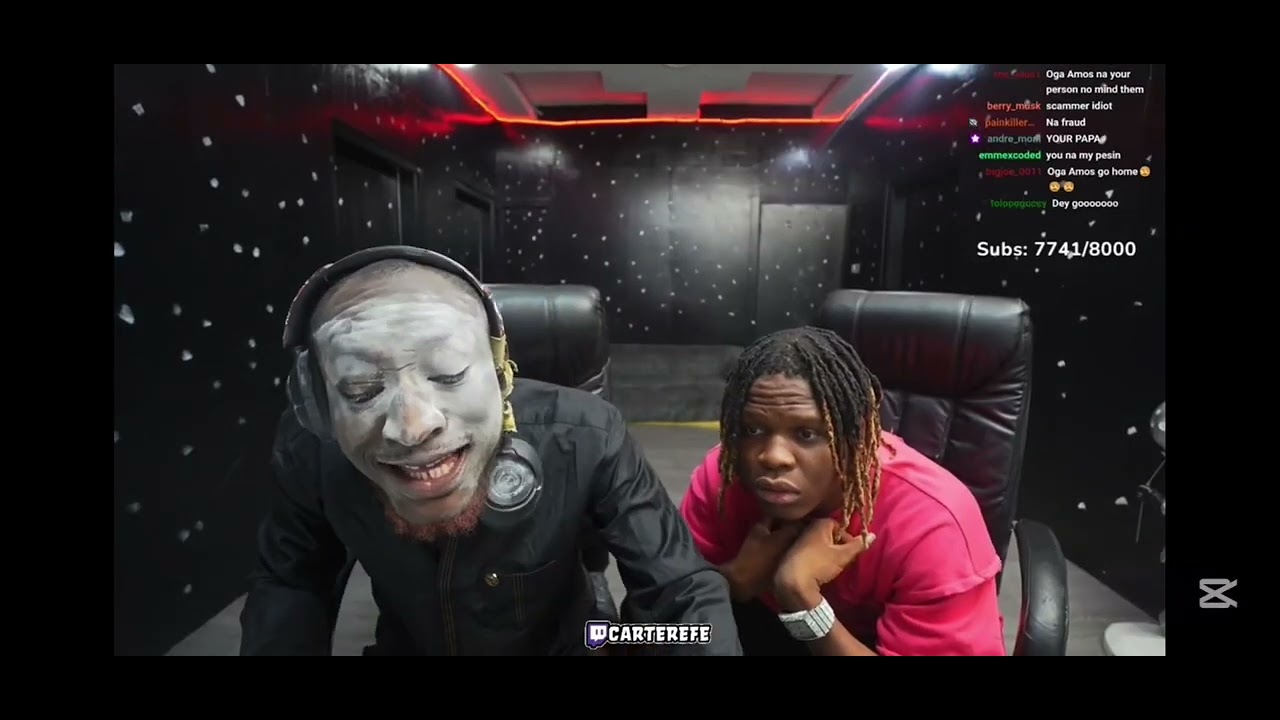 Moment of Oga Amos on Cartefe live stream 