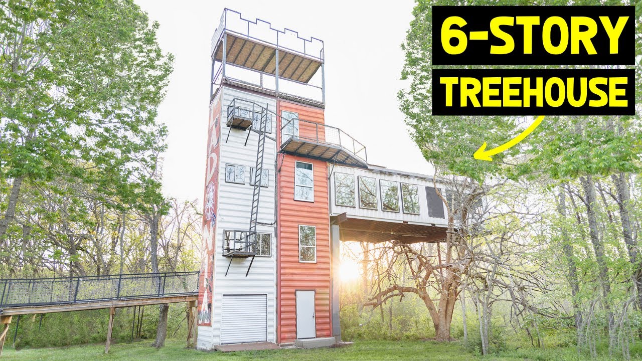 UNIQUE 6-STORY SHIPPING CONTAINER HOME TREEHOUSE! (4x40ft Containers)