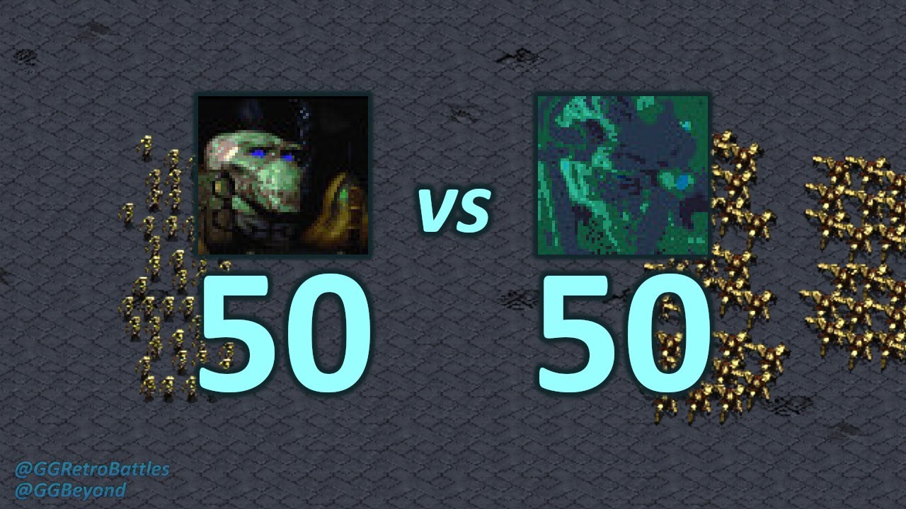 50 Zealots vs 50 Dragoons - Even Numbers - StarCraft Retro Battles