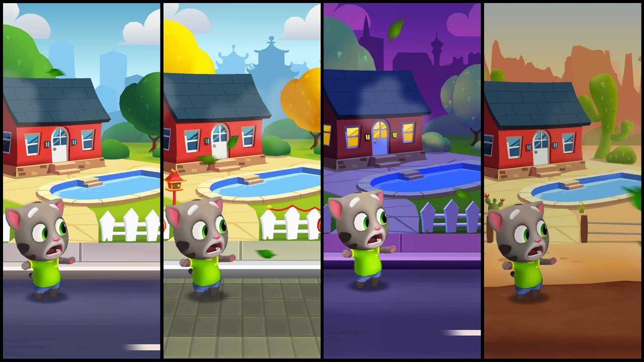 Talking Tom Gold Run Spring vs Las Vegas vs Wild West vs Lunar New Year - Tom Android