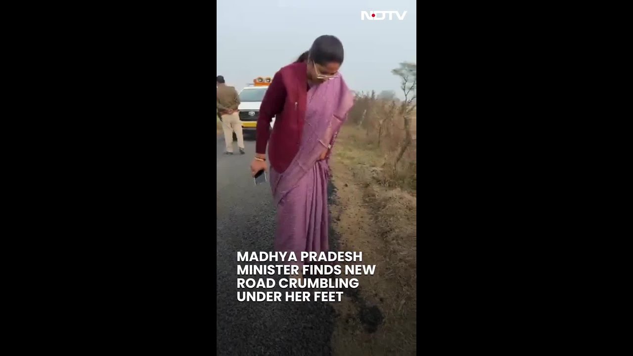Madhya Pradesh Minister Slams PWD As Newly Built Road Collapses During Inspection
