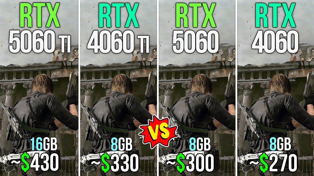 RTX 5060 TI 16GB vs RTX 4060 TI vs RTX 5060 vs RTX 4060 - Test in 20 Games