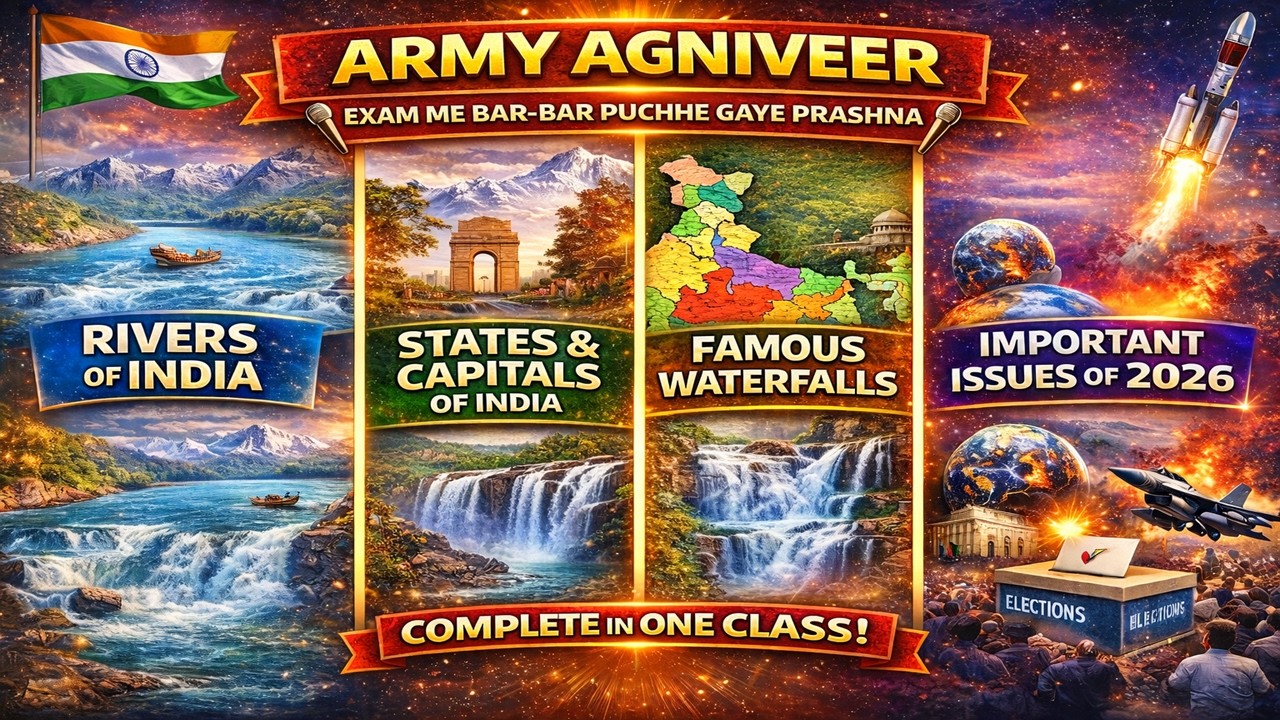 Army Agniveer 2026 Exam GK GS | Rivers, States Capitals & Current Affairs | Most Important Questions