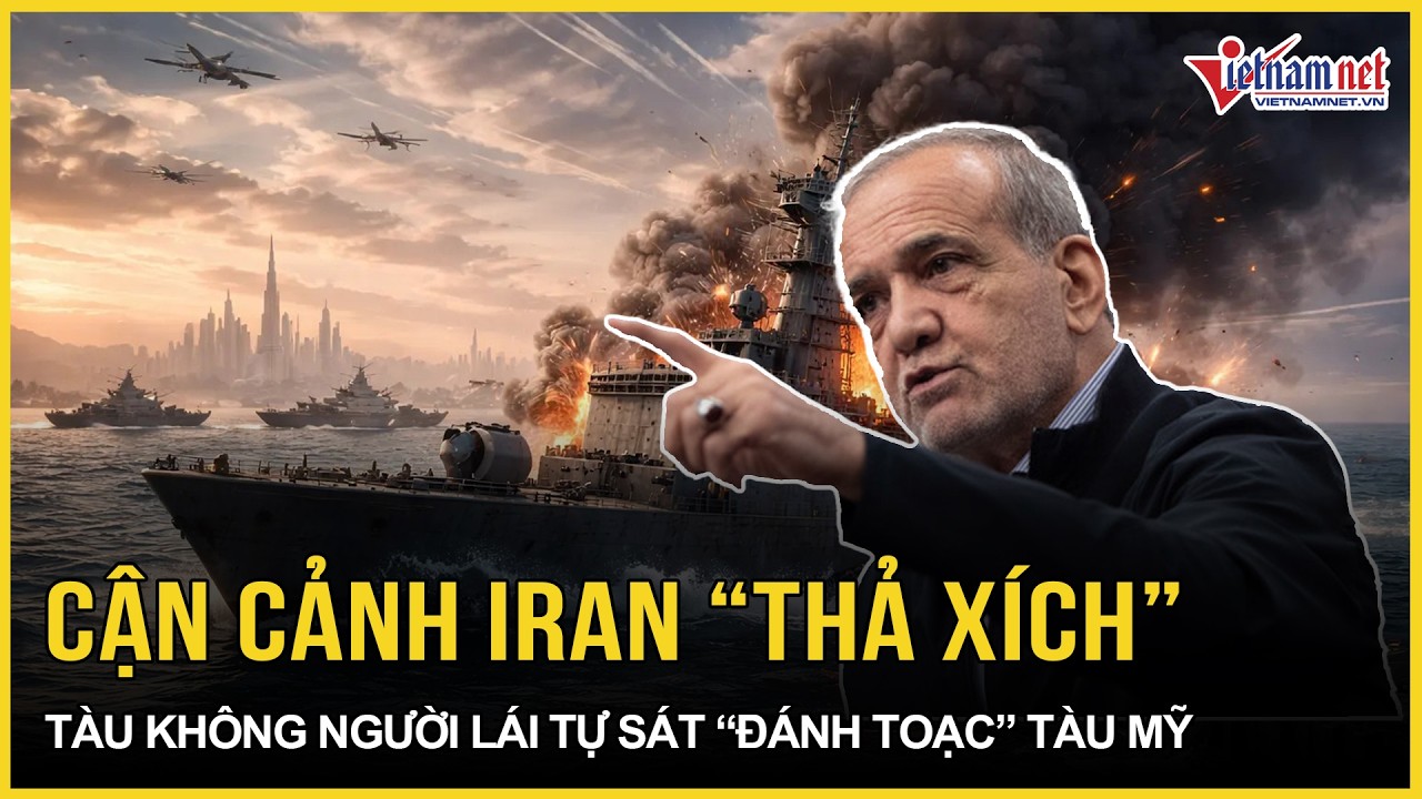 Oman rung chuyển: Choáng váng cận cảnh Iran “thả xích” tàu không người lái tự sát “đánh toạc” tàu Mỹ