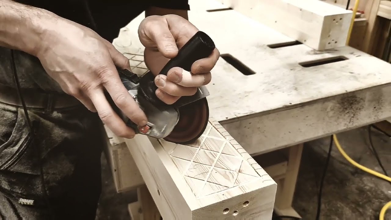 Carving Viking style crisscross pattern with angle grinder
