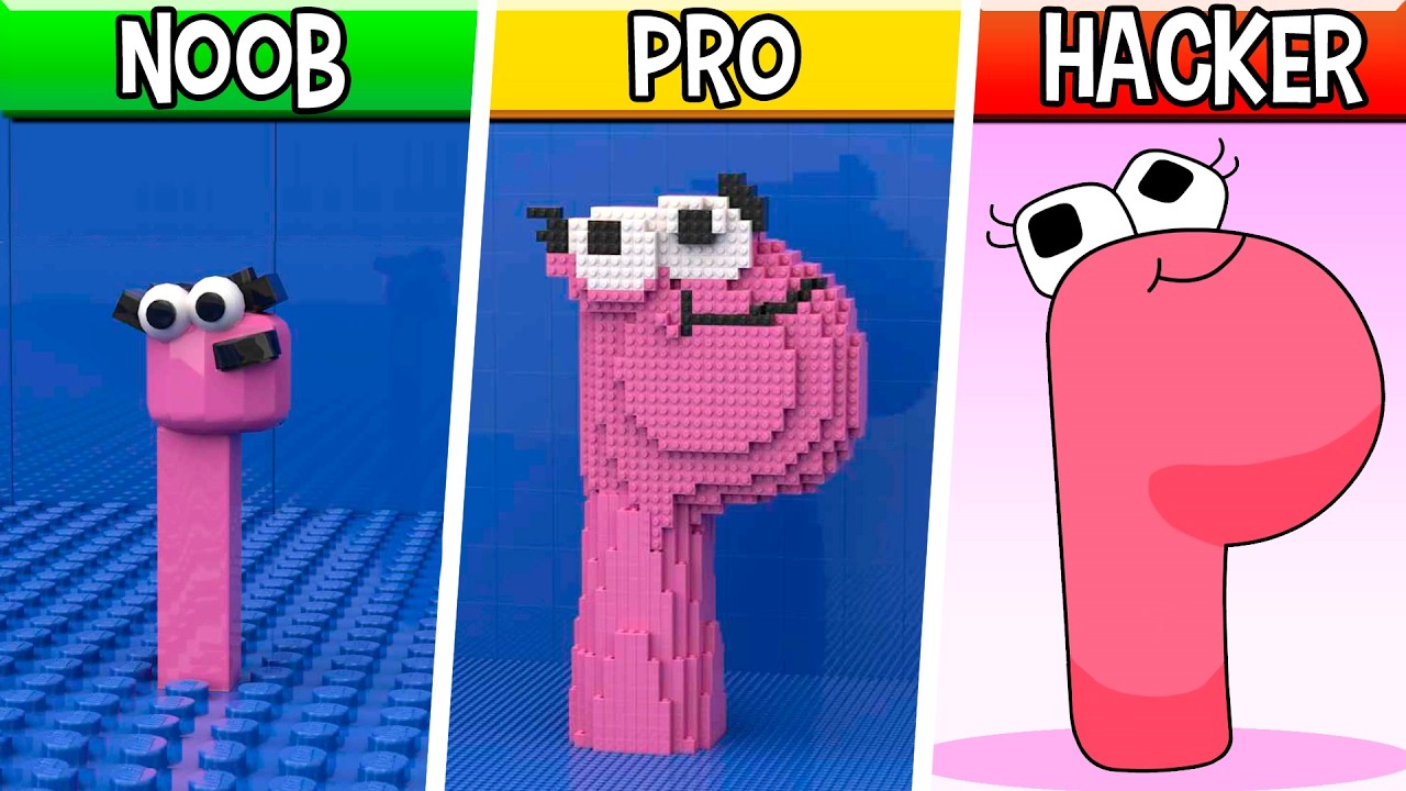 LEGO My Sprunki OC: P (from Alphabet Lore) : Noob, Pro, HACKER! / (Incredibox Sprunki OC)