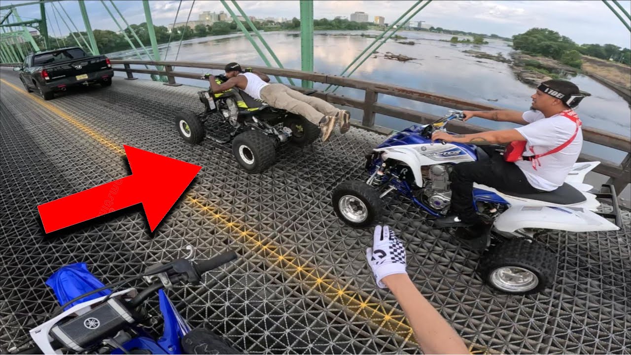 QUAD BREAKS AT RIDEOUT GETS PUSHED ACROSS STATE BRIDGE!