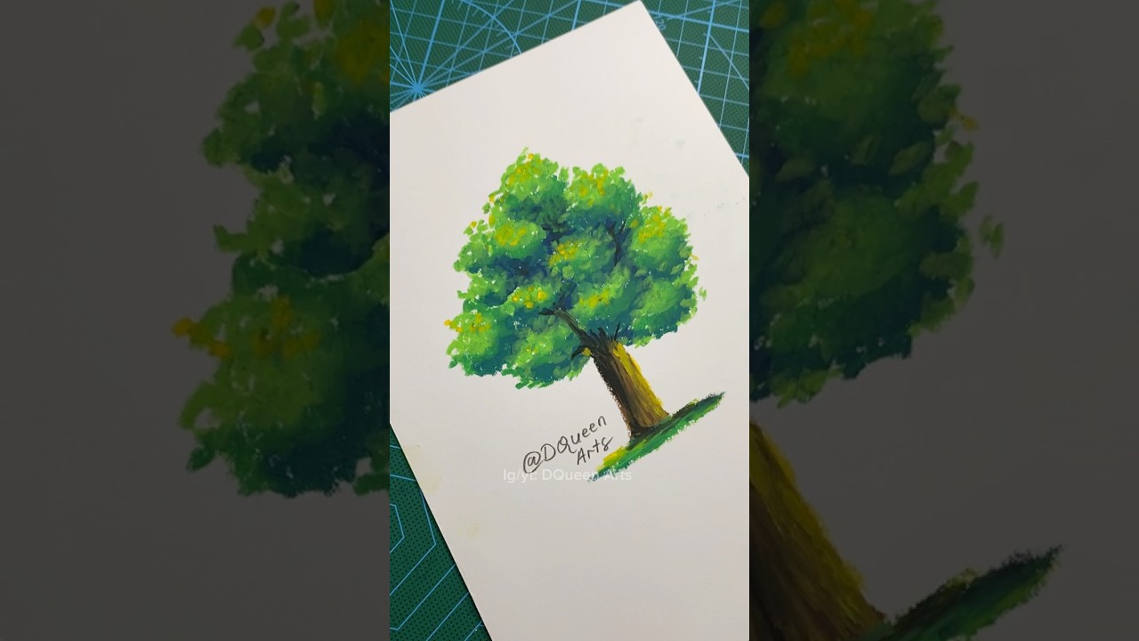 Cara gambar pohon pakai Oil Pastel buat PEMULA🌳#art #drawing #drawingtutorial #howtodraw