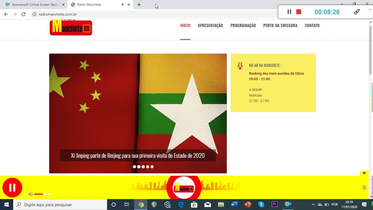 Rádio Manchete 760 AM - Ranking das mais ouvidas na China (17/01/2020)