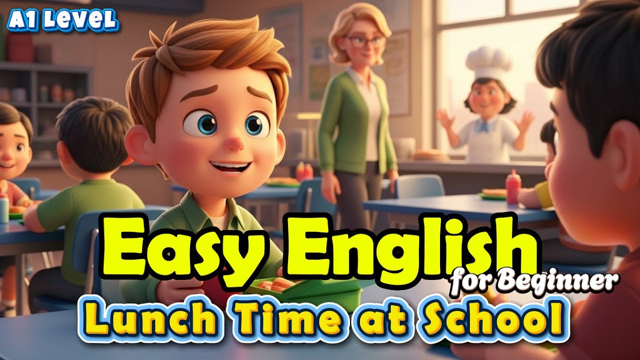 Shadowing English Practice - Easy A1 Story - School Lunch Time | #easyenglish