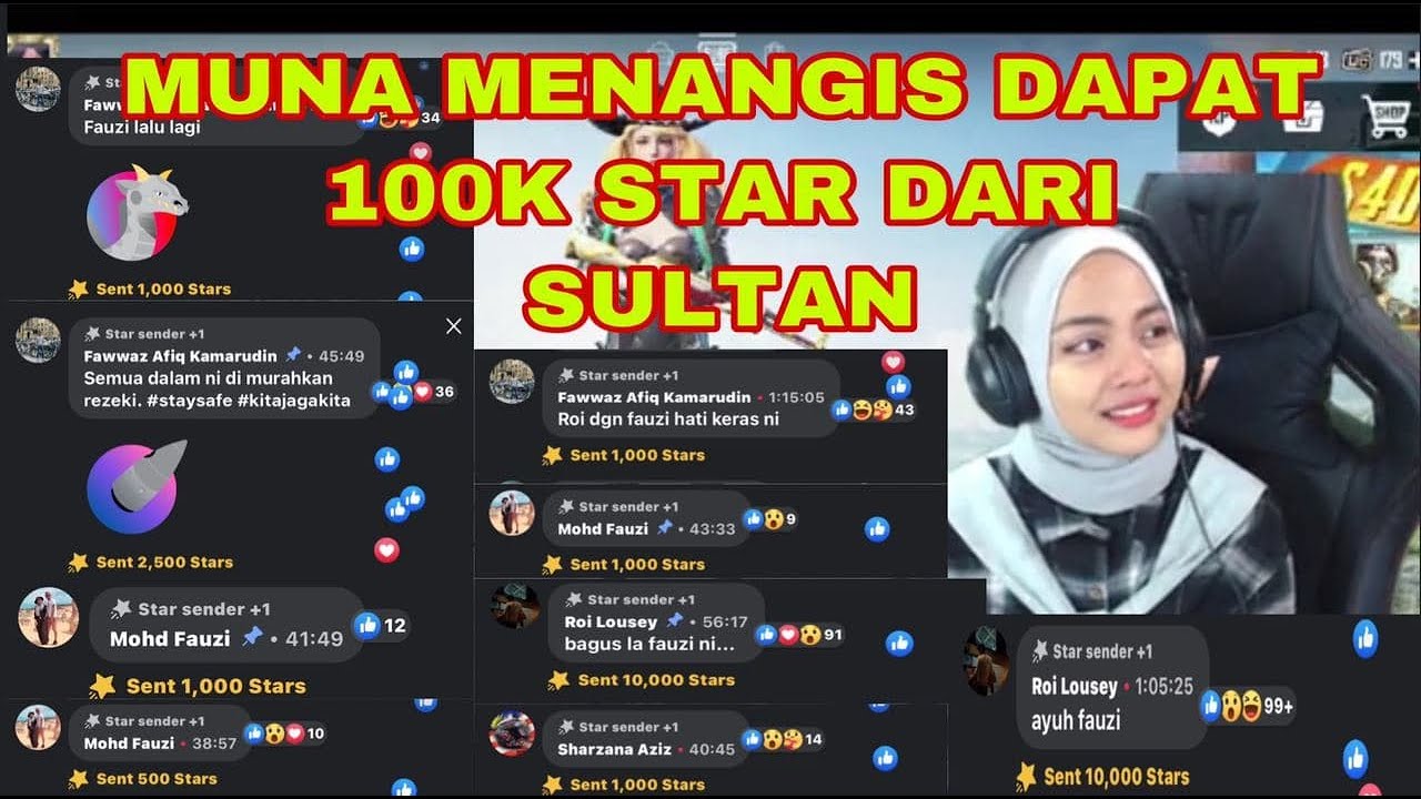 MUNA MENANGIS DAPAT HUJAN STAR 100K..ADAKAH DARI WAKIL ARUN TONSUM???