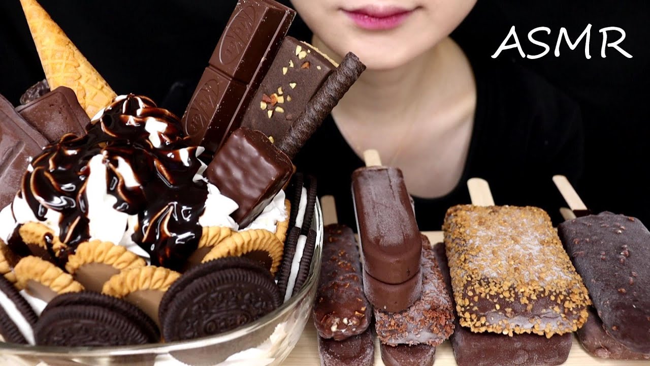 [ASMR] Ешьте шоколадное мороженое с фруктами