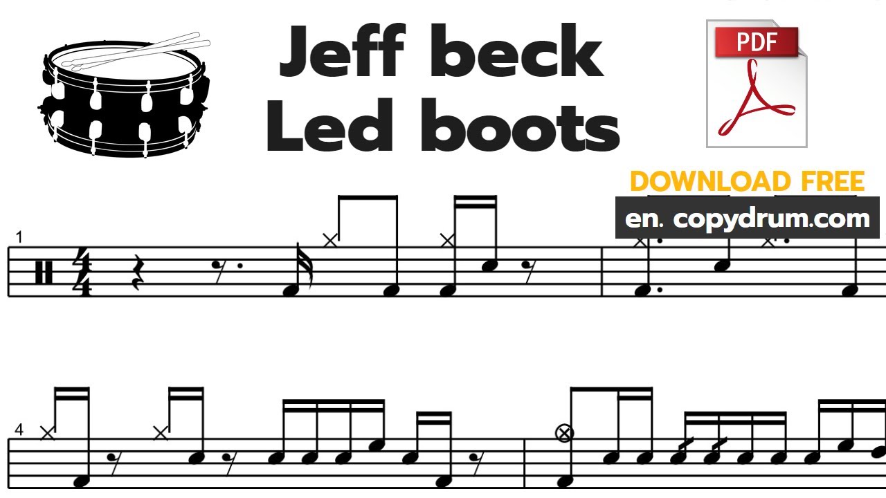 jeff beck-led boots | Drum Score, Drum Sheet Music, DRUM Transcription