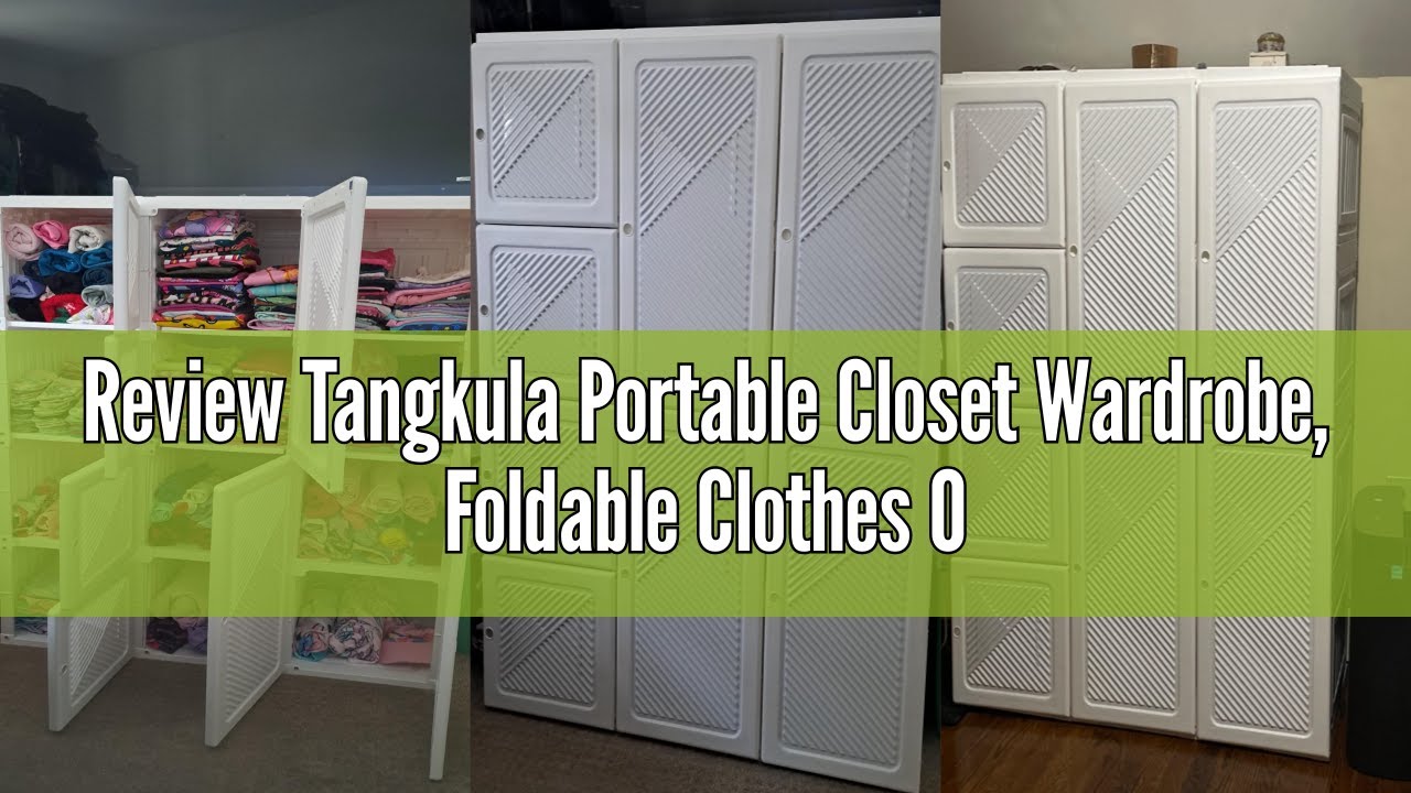 Review Tangkula Portable Closet Wardrobe, Foldable Clothes Organizer with Cubby Storage, Hanging Rod