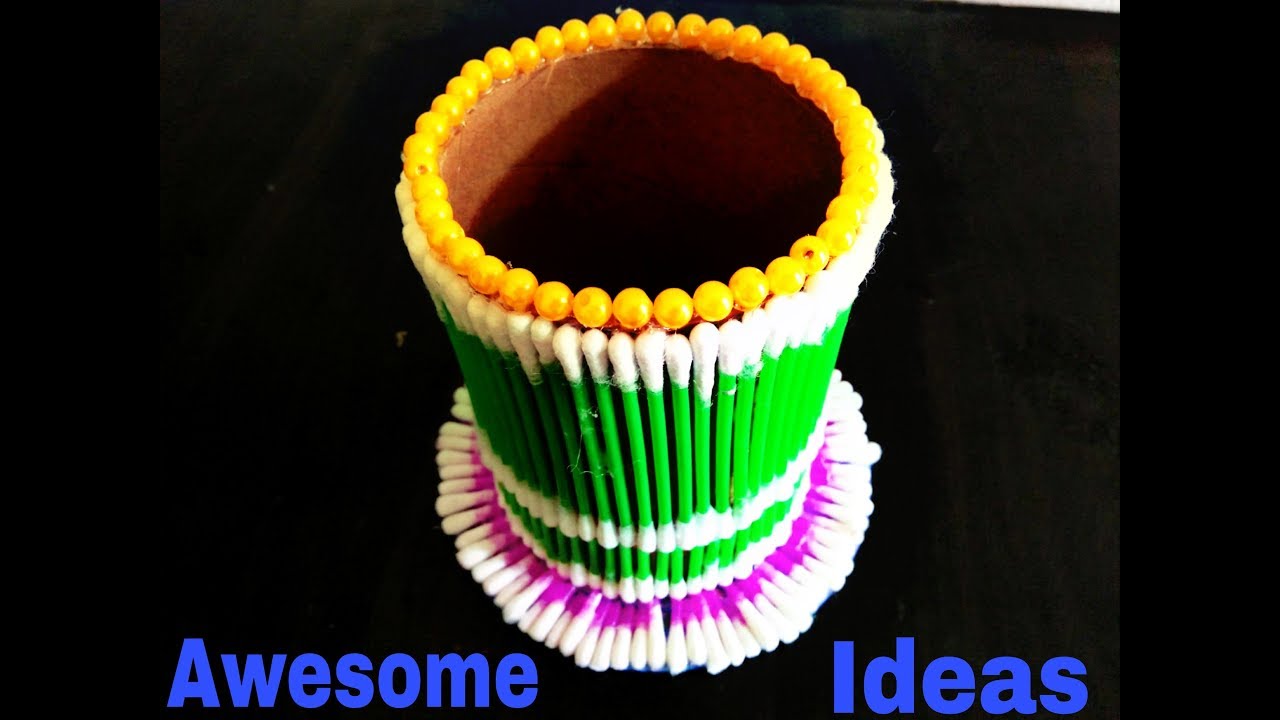 Make Amazing Pen Stand Out of Cotton Buds | DIY -Awesome-Crafts by mtk.