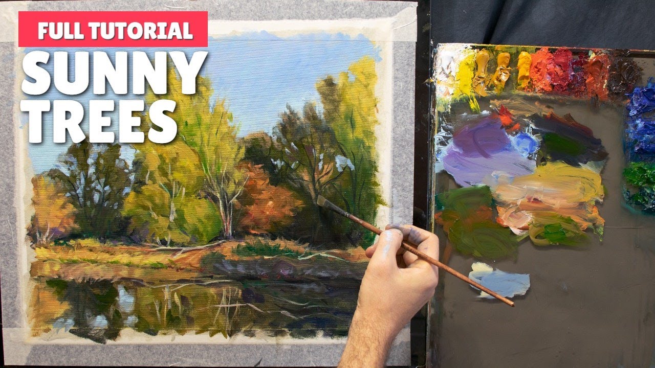 How to Paint Trees by The River | Oil painting Full Tutorial