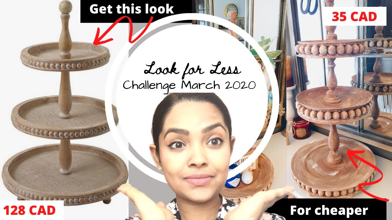 Look for less Challenge March 2020 // DIY beaded wooden tiered tray