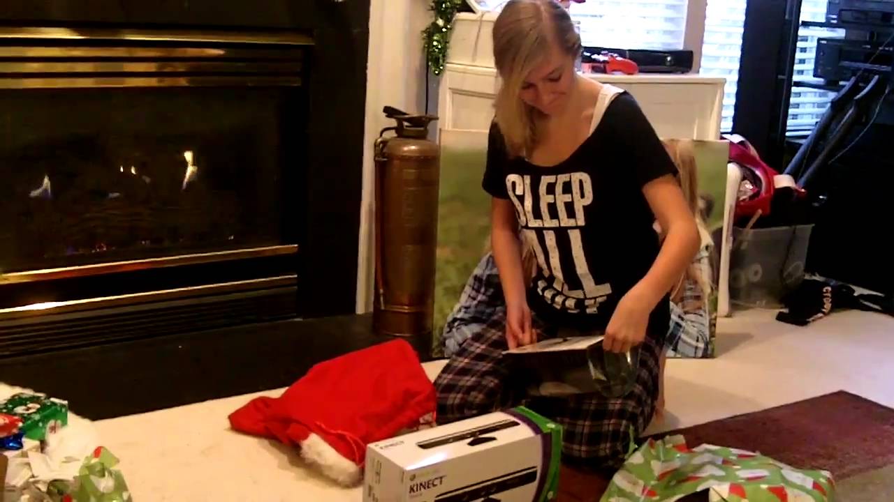 13 year old Brooke Levine comes down Christmas morning 2010 to see what Santa left